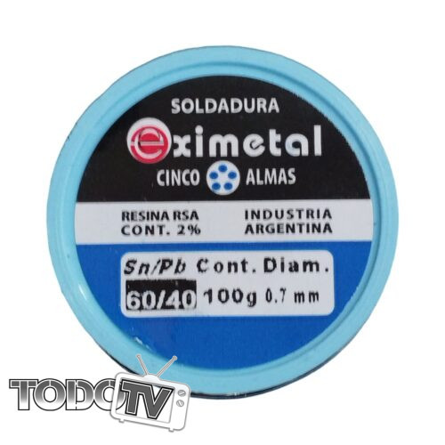 Estaño EXIMETAL x100 gramos 0.7mm 60/40