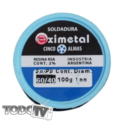 Estaño EXIMETAL x100 gramos 1mm 60/40