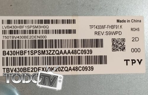Pantalla 43" TPT430WF-FHB91.K  leer descripcion – no hacemos envios de pantallas